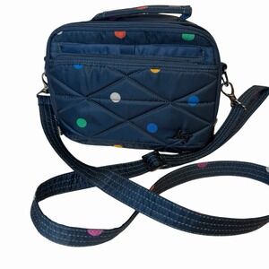 Lug Roundabout XL Crossbody Multi Dots Polka Dot Navy Blue Travel Bag Purse